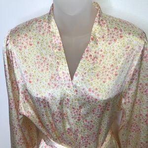 Oscar de la Renta Pink Label Floral Print Robe M